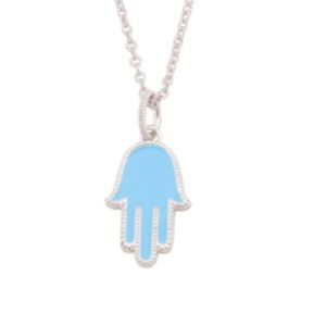 Judith Ripka little luxuries light blue enamel hamas necklace
